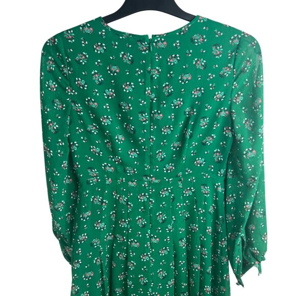 Boden Ada Midi Dress Green Floral With Puff Sleeves keyhole Neckline UK 6P US 2P - Picture 12 of 14